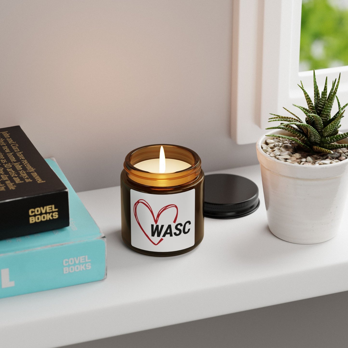 WASC Love Scented Soy Candle (Multi-Size, Amber Jar)