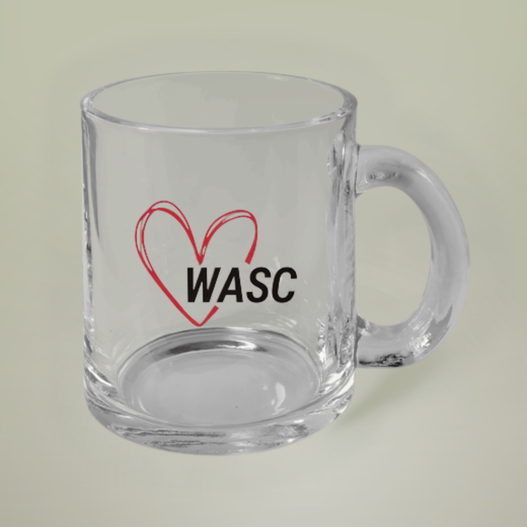 WASC Love Clear Glass Mug with Handle, 10oz