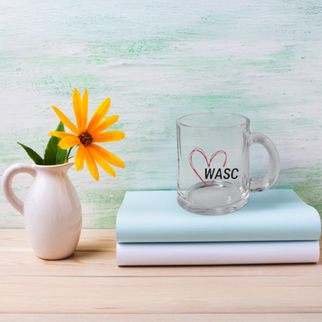 WASC Love Clear Glass Mug with Handle, 10oz